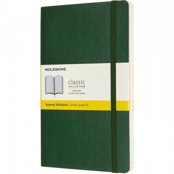 Блокнот MOLESKINE CLASSIC SOFT LARGE, клетка, зеленый