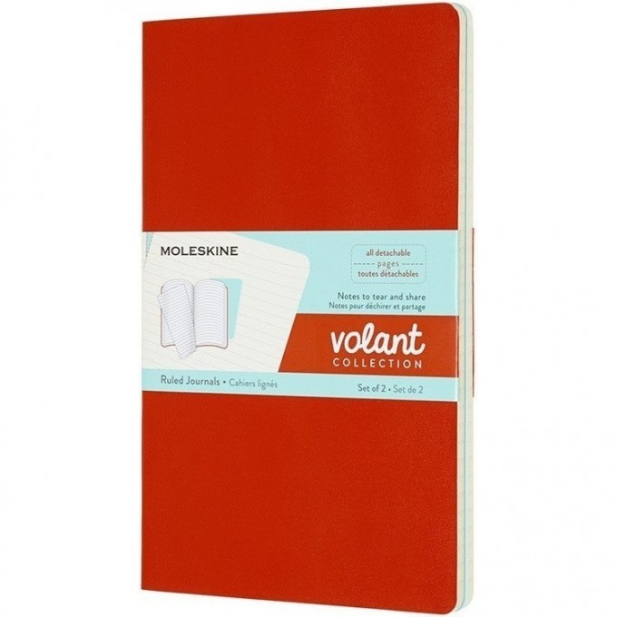 Блокнот MOLESKINE VOLANT LARGE, линейка, оранжевый/голубой QP721F16B24 Блокнот MOLESKINE VOLANT LARGE, линейка, оранжевый/голубой QP721F16B24