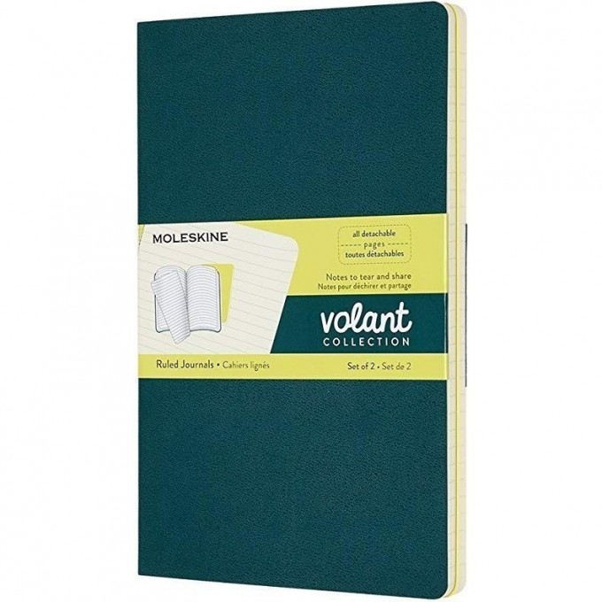 Блокнот MOLESKINE VOLANT LARGE, линейка, зеленый/желтый цитрон QP721K31M20 Блокнот MOLESKINE VOLANT LARGE, линейка, зеленый/желтый цитрон QP721K31M20